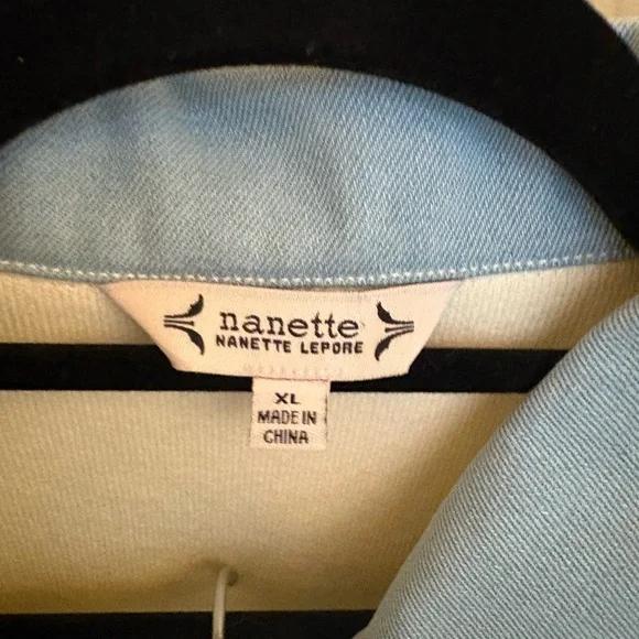 Nanette Lepore Cream and Blue Cardigan - Picture 4 of 5